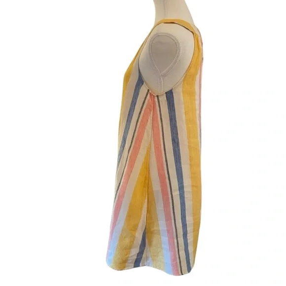 Coastal Grandmillennial Linen Stripe Dress XS Preppy Resort Effortless Summer - Picture 5 of 12